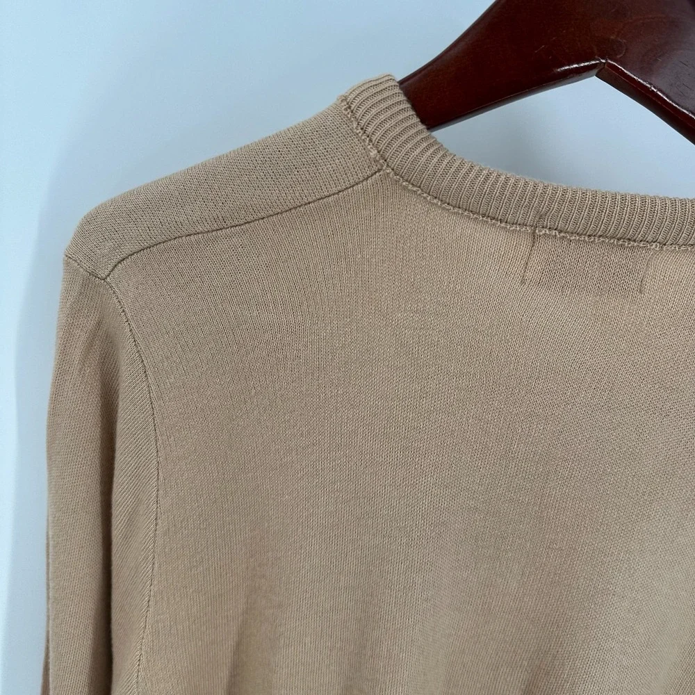 Vintage Dave Acrylic Modern V-Neck USA Made‎ Knit Pullover Sweater Beige Size XL